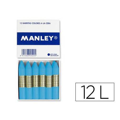 Lapices cera blanda Manley caja 12 unidades celeste claro