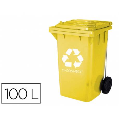 Papelera contenedor Q-connect de 100L amarillo