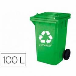 Papelera contenedor Q-connect plastico de 100 L verde