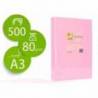Papel color marca Q-connect A3 80g/m2 Rosa pack 500 hojas