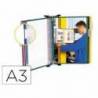 Clasificador de pared de metal con 10 fundas de varios colores tamaño A3