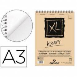 Bloc de Dibujo Kraft Canson XL DIN A3 60 hojas 90 gr Verdujado Microperforado Espiral Rayado