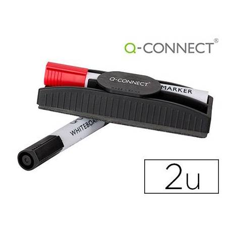 Borrador Magnetico Q-Connect para pizarra blanca + Rotulador color negro y rojo