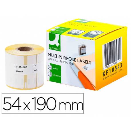 Etiqueta Adhesiva Q-Connect KF 18543 Compatible Dymo 54x190 mm Caja de 110 uds