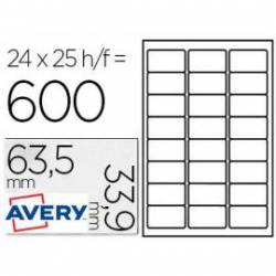 Etiqueta Adhesiva Avery 63,5x33,9 mm Color blanco Caja con 25 hojas