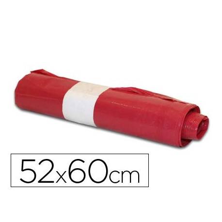 Bolsa basura domestica roja 52x60cm galga 70 rollo 20 unidades