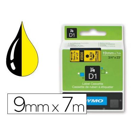 Cinta Dymo D1 negro y amarillo 19mm x 7 mt