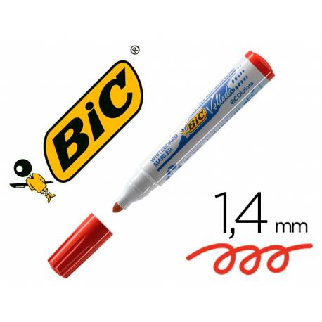Rotulador Bic velleda punta redonda 1,3 mm rojo para pizarra blanca