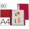 Carpeta Beautone escaparate con 80 fundas fijas Din A4 rojo