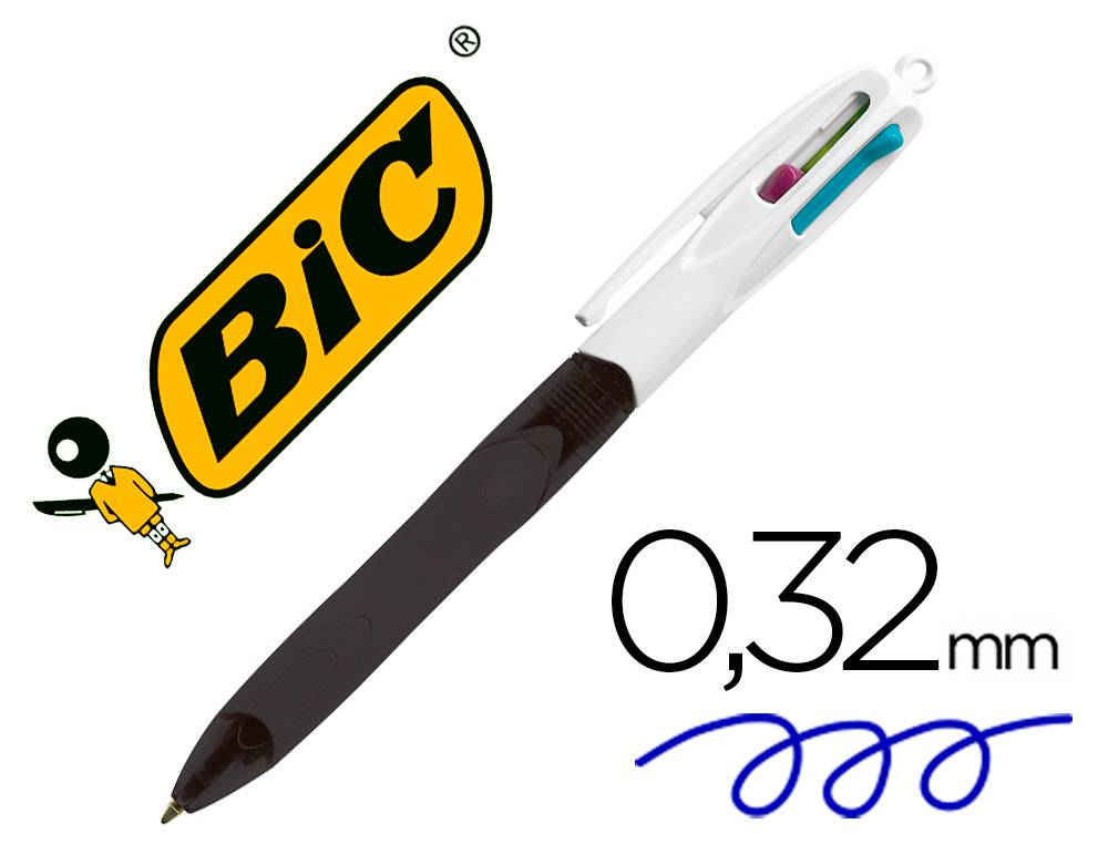 Bolígrafo marca Bic 4 colores Grip cuerpo azul 0,4 mm (46745)