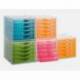 Fichero cajones de sobremesa Liderpapel 340x270x255 mm apilables 5 cajones naranja translucido