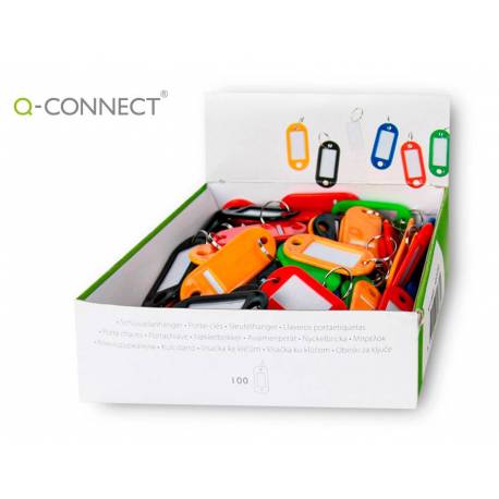 Llavero portaetiquetas Q-Connect. Expositor de 100 unidades de colores surtidos.