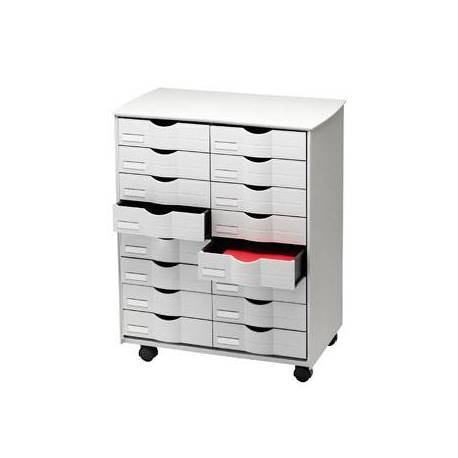 Mueble auxiliar fast-paperflow para oficina negro 16 cajones en 2 columnas gris5x382 71,5x58x34,3 cm