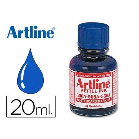 Tinta artline para rotulador pizarra blanca 500-a frasco de 20 ml azul