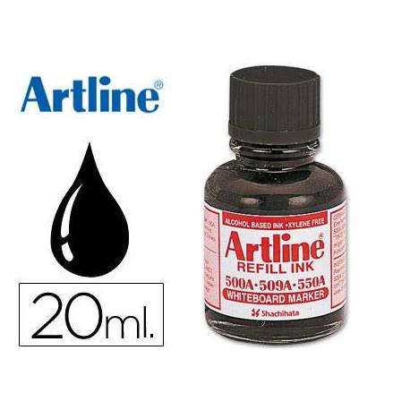 Tinta artline para rotulador pizarra blanca 500-a frasco de 20 ml negro