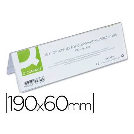 Identificador de sobremesa Q-Connect metacrilato. Medidas 190x60 mm ref.5727.