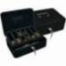 Caja caudales Q-Connect 10" 250x180x90 mm negro con bandeja portamonedas.