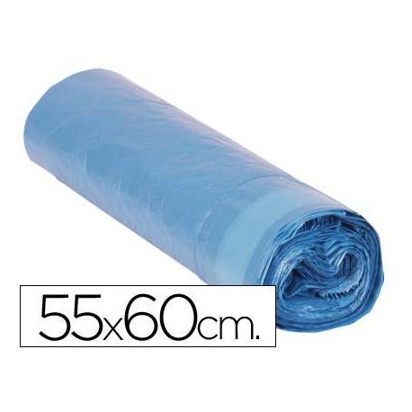 Bolsa basura azul 55x60cm galga 120 rollo 20 unidades con cierre cierre facil