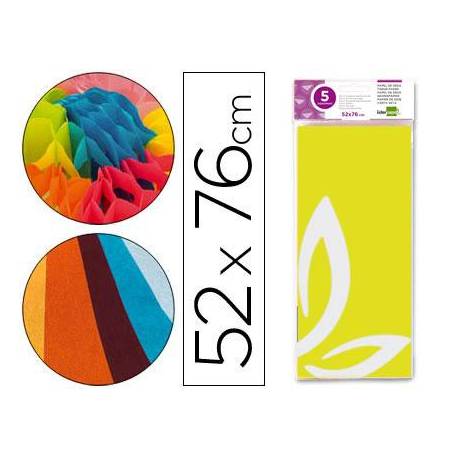 Papel seda marca Liderpapel amarillo paquete 5 hojas