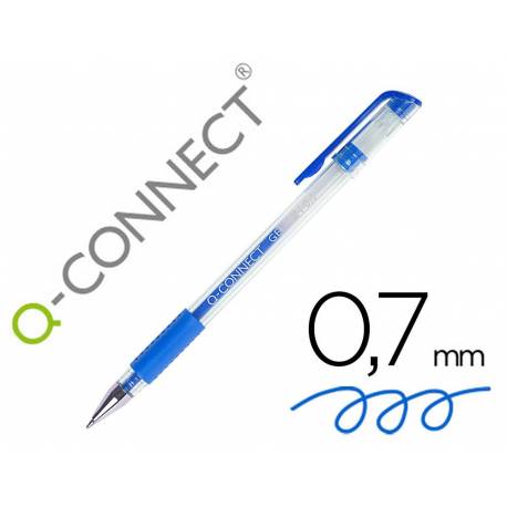 Boligrafo transparente Q-Connect gel azul 0,3 mm