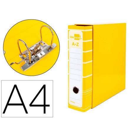 Archivador de palanca liderpapel Din A4 filing system forrado sin rado lomo 80mm amarillo con caja y compresor metal