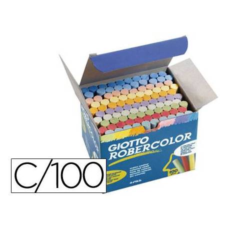 Tiza color antipolvo robercolor caja 100 unidades colores surtidos.