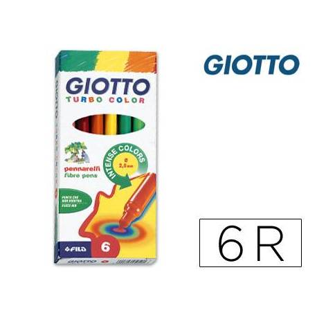 Rotulador Giotto Turbo punta media lavable caja 6 rotuladores