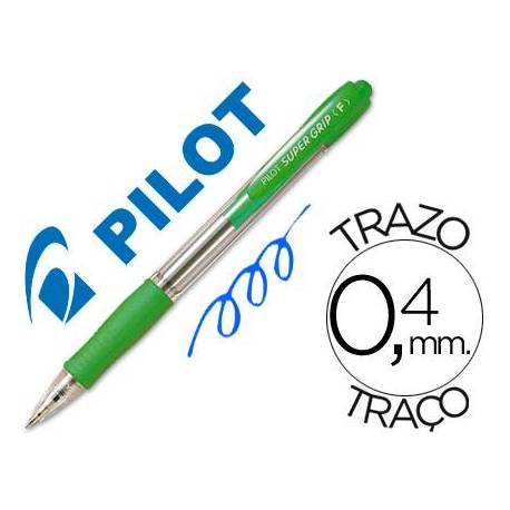 Boligrafo Pilot Super Grip Verde claro tinta azul 0,4 mm