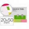 Banderitas separadoras q-connect 20x50 mm fluorescente pack de 4 con 50 hojas de colores