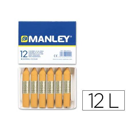 Lapices cera blanda Manley caja 12 unidades ocre