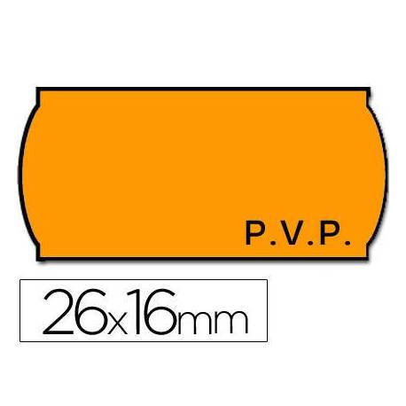 Rollo Etiquetas adhesivas marca Meto PVP fluor naranja 26 x 16