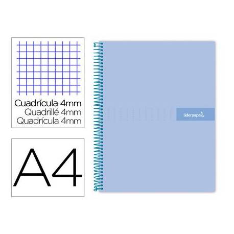 Bloc Liderpapel Din A4 crafy cuadrícula 4mm tapa forrada 90 gr 80 hojas color azul