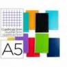 Cuaderno espiral Liderpapel Micro Witty Din A5 Tapa dura Cuadricula 5mm 140H 75 g/m2 5 bandas 6 taladros Colores surtidos