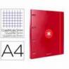 CARPETA CON RECAMBIO 4 ANILLAS 25MM LIDERPAPEL ANTARTIK DIN A4 COLOR ROJO CARTON FORRADO