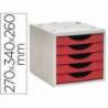 FICHERO CAJONES DE SOBREMESA Q-CONNECT 5 CAJONES COLOR ROJO OPACO 270X340X260 MM