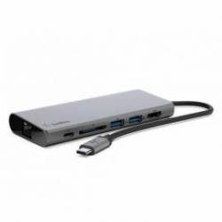 ADAPTADOR BELKIN AVC008BTSGY MULTIPUERTO USB-C A ETHERNET / USB-C / USB-A / HDMI / SD COLOR GRIS