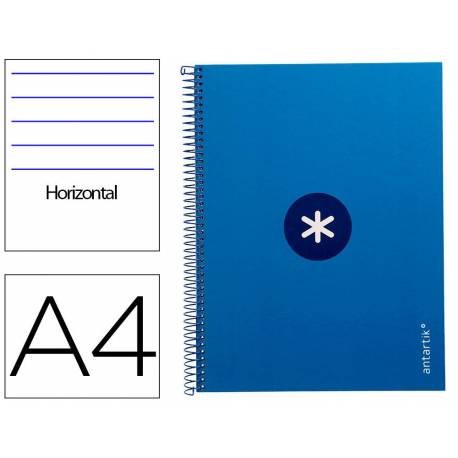 Cuaderno espiral liderpapel a4 micro antartik tapa forrada80h 90 gr horizontal 1 banda 4 taladros azul oscuro