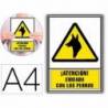 PICTOGRAMA ARCHIVO 2000 ATENCION CUIDADO CON LOS PERROS PVC COLOR AMARILLO LUMINISCENTE 210X297 MM