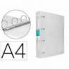 CARPETA 4 ANILLAS 40 MM LIDERPAPEL DIN A4 COLOR TRANSPARENTE POLIPROPILENO