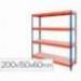 ESTANTERIA METALICA AR STABIL XL 200X150X60 CM 4 ESTANTES 430 KG POR ESTANTE BANDEJA DE MADERA SIN TORNILLOS