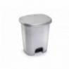 PAPELERA CONTENEDOR PLASTICFORTE PLASTICO CON TAPADERA Y PEDAL 27 LITROS COLOR PLATA 380X320X450 MM