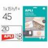 TARJETA DE VISITA APLI INVITACION HOGAR 210X99 MM 200 GR BLANCA BOLSA DE 15 HOJAS DIN A4
