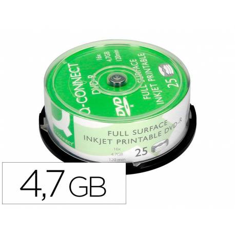DVD-R Q-Connect imprimible para inkjet tarrina 25