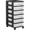 CAJONERA ARCHIVO 2000 6 CAJONES TRANSPARENTE CARCASA NEGRA 6 LITROS CON RUEDAS 390X290X685 MM
