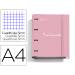 CARPETA CON RECAMBIO MIQUELRIUS EMOTIONS DIN A4 CUADRO 5 MM 4 ANILLAS 35 MM COLOR ROSA