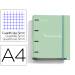 CARPETA CON RECAMBIO MIQUELRIUS EMOTIONS DIN A4 CUADRO 5 MM 4 ANILLAS 35 MM COLOR VERDE MENTA