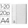 SEPARADOR NUMERICO MARCA Q-CONNECT PLASTICO 1-20 JUEGO DE 20 SEPARADORES DIN A4 MULTITALADRO
