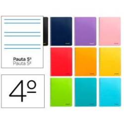 Cuaderno espiral Liderpapel cuarto folio smart Tapa blanda 80h 60gr Rayado montessori 5mm Colores surtidos (no se puede elegir)