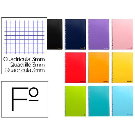Cuaderno espiral Liderpapel folio smart Tapa blanda 80h 60gr cuadro 3mm con margen Colores surtidos (no se puede elegir)