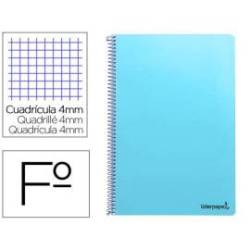 Cuaderno espiral Liderpapel folio smart Tapa blanda 80h 60gr cuadro 4mm con margen Color celeste